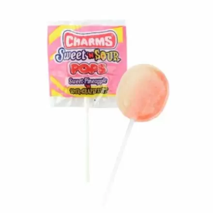 Charms Sweet And Sour Lollipop Pineapple & Grapefruit 18g
