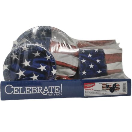 American Themed Plates And Napkins 200 Piece Party Pack