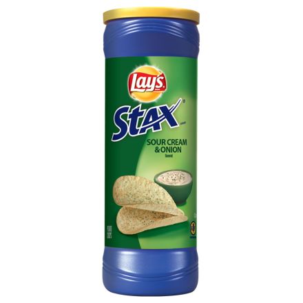Lays Stax Sour Cream and Onion Potato Crisps In A 155.9g Canister