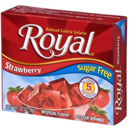 Royal Desserts Gelatin Sugar Free Strawberry Jelly Mix In A 9g Box