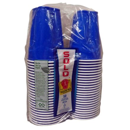 Solo Cups Squared Blue Solo Cups 50 x 18oz 532ml Plastic Cups In A Bag
